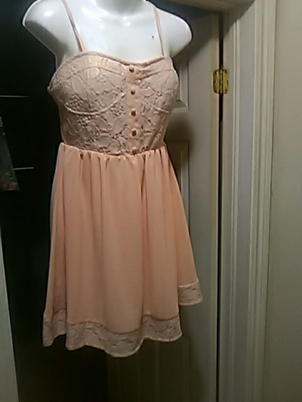 Ardene Peach Lace Bodice Spaghetti Strap Dress